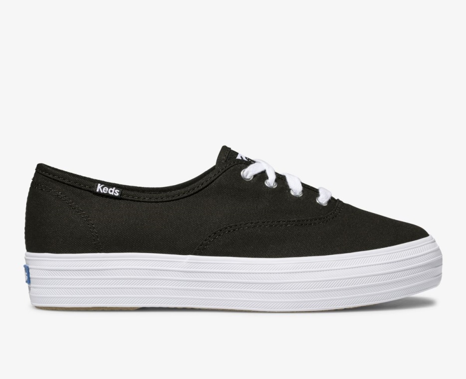 driedubbele_zwarte_keds_voor_dames.jpg Driedubbele Zwarte Keds Voor Dames - Afbeelding 1