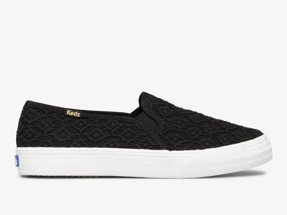 dubbeldekker_gehaakte_keds_dames_zwart.jpg Dubbeldekker Gehaakte Keds Dames Zwart - Afbeelding 1