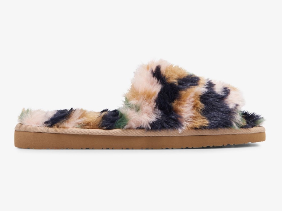 fuzzy_slipper_voor_dames_groen_camo_keds.jpg Fuzzy Slipper Voor Dames Groen Camo Keds - Afbeelding 1