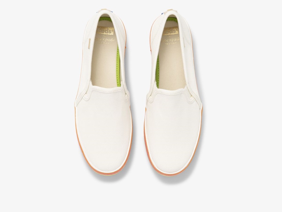 Keds Dames X Kate Spade New York Dubbeldekker Twill Sneeuwwit - Afbeelding 3