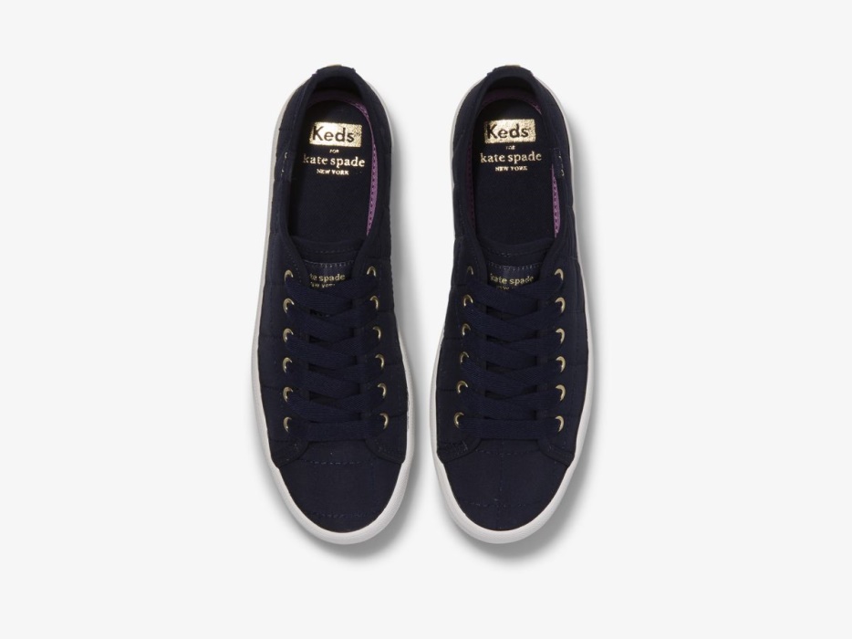 Keds Dames X Kate Spade New York Kickstart Trx Gewatteerd Nylon Navy - Afbeelding 3