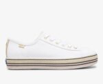 Keds Dames X Kate Spade New York Triple Kick Woven Stripe Foxing Wit Roze