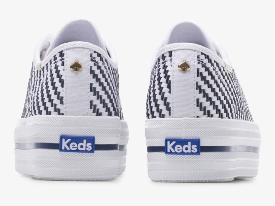 Keds Dames X Kate Spade New York Triple Up Geweven Wit Marineblauw - Afbeelding 2
