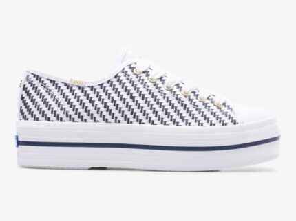 Keds Dames X Kate Spade New York Triple Up Geweven Wit Marineblauw