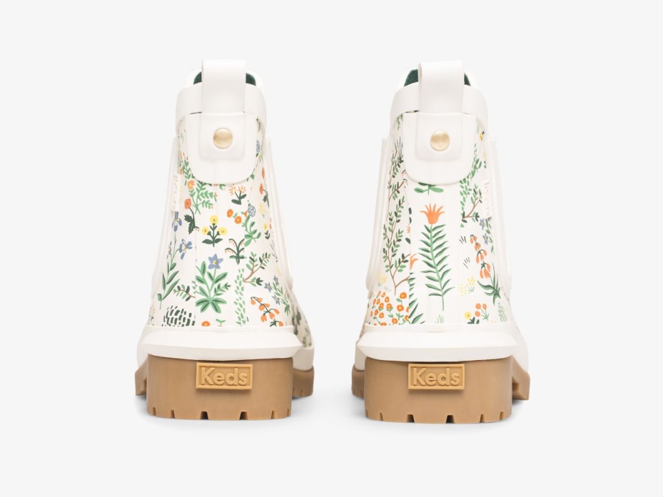 Keds Dames X Rifle Paper Co. Rowan Regenlaars Menagerie Wit Groen - Afbeelding 3