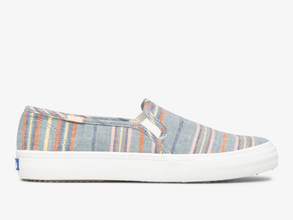 keds_dubbeldekker_gestreepte_canvas_voor_dames_marineblauw_multi.jpg Keds Dubbeldekker Gestreepte Canvas Voor Dames Marineblauw Multi - Afbeelding 1
