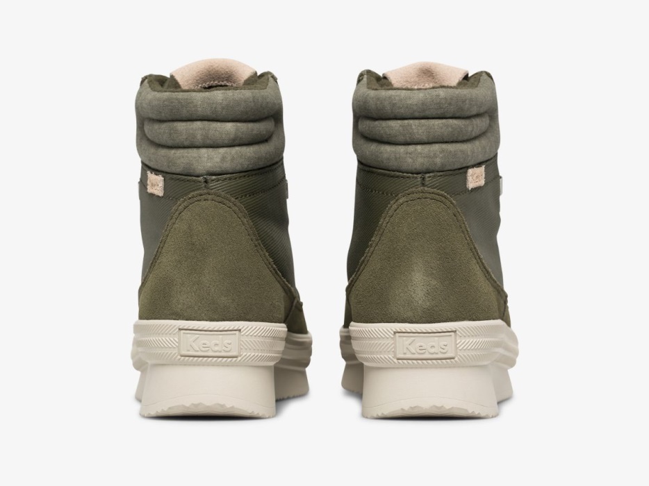 Keds Midland Laars Voor Dames Suède Splash Twill Thinsulatetrade Groen - Afbeelding 2