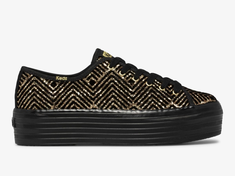keds_triple_up_dazzle_dames_zwart_goud.jpg Keds Triple Up Dazzle Dames Zwart Goud - Afbeelding 1