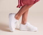Triple Up Leren Keds Dames Wit - Afbeelding 2